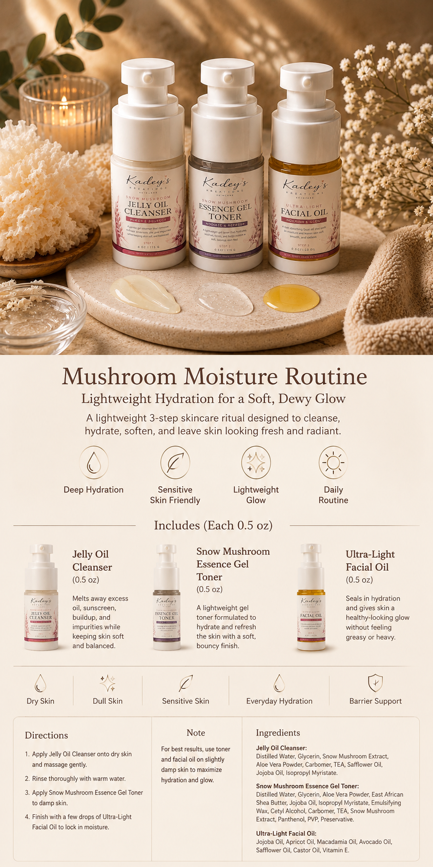 Snow Mushroom Skincare Routine
